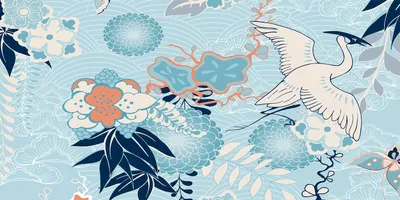 Produktbild von Tulup® Leinwandbild - 120x60 cm - Wandkunst - Drucke auf Leinwand - Leinwanddruck - Tiere - Blau - Kranich Blumen