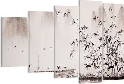 Produktbild von Bild auf Leinwand - Leinwandbild - Bambus schwarz China - 150x100cm - Wand Bild - Wanddeko - Leinwanddruck - Bilder - Kunstdruck - Wanddekoration - Leinwand bilder - Wandkunst - EG150x100-3116