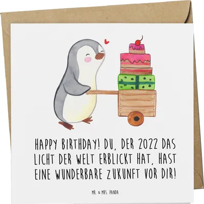 Produktbild von Mr. & Mrs. Panda Deluxe Karte 2022 Geburtstag - Weiß - Geschenk, Herzlichen Glückwunsch, faltkarte, Happy Birthday, doppelkarte, Klappkarte, Glückwunschkarte, Alter