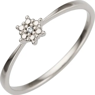 Produktbild von Gr. 50 Damen Ring 585 Gold Weißgold 1 Diamant Brillant 0,01ct.