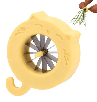 Katzenförmiger Frühlingszwiebelschneider, 12 Edelstahlklingen, gelb