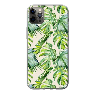 Produktbild von MuchoWow® Handyhülle Schutzhülle Hülle für iPhone 12 Pro Max Blätter - Muster - Monstera Silikon Softcase Handy Hülle - Hartschale
