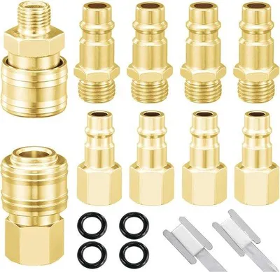 Produktbild von 10 Stück 1/4 Zoll BSP-Schnellkupplungen für Kompressoren und Druckluftschnüre mit Dichtsphären
