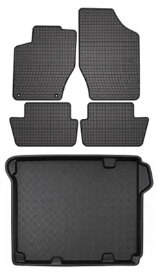Image de Tapis en caoutchouc + bac de coffre pour Citroen C4 II 2010-2018 (avec caisson de basses) – 5 pièces, noirs, sur mesure