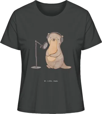 Produktbild von Mr. & Mrs. Panda Oberteil Damen Otter Podcast aufnehmen Größe M - Anthrazit - Geschenk, Produzieren, Podcasterin, Basic T-Shirt, shirt, Podcaster
