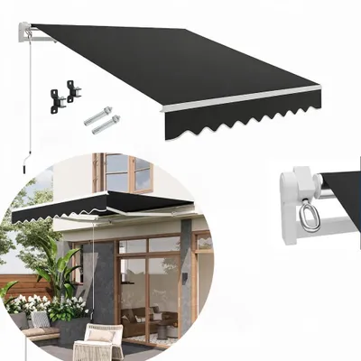 Produktbild von Markise 300 x 250 cm - Beschattung Terrasse & Balkon - Gelenkarmmarkise mit Kurbel & Halterung - Sonnenschutz Balkonmarkise Gelenkmarkise, Schwarz