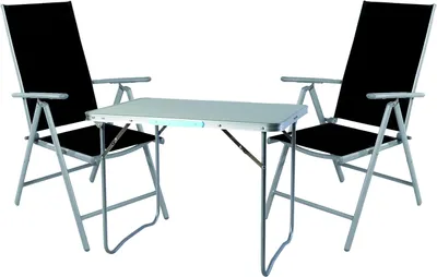 3-tlg. Campingmöbel Set Aluminium Tragegriff Campingtisch + 2 Klappstühle Textil