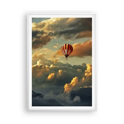 Produktbild von Gerahmtes Poster - Weißer Rahmen - Wolken Ballon Flug - 70x100 cm - Wand Bild - Wanddeko - Wandbilder - Kunstposter - Wandposter - Bilderrahmen - Bilder - Kunstdruck - Wandbild - P2WPA70x100-3791