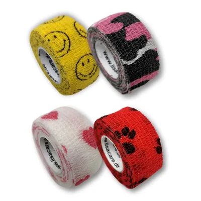 Produktbild von LisaCare Kinderpflaster - Selbstklebender Pflasterverband - 2,5cm x 4,5m - Kindermotive - 4er Set Fingerpflaster
