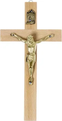 Image de Croix suspendue légère en bois 10,5 x 20 cm