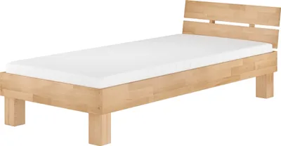 Produktbild von Buchebett Einzelbett Holzbett Überlänge 100x220 Futonbett Bettrahmen Zubehör wählbar V-60.86-10-220Rollrost und Matratze inkl.