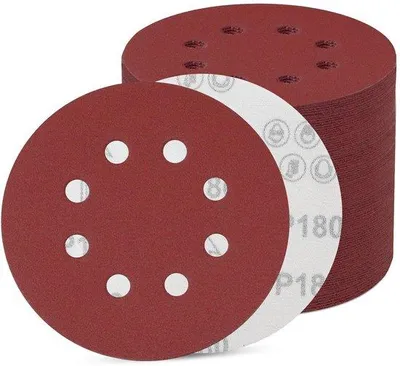Image de Feuilles abrasives de 125 mm avec agrafes, disques abrasifs à 8 trous, feuilles abrasives excentriques (grain 180, 100 pièces)