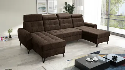 Produktbild von Wohnlandschaft U-Form LAVAX, Ecksofa mit Schlaffunktion, 2 Bettkästen - Braun