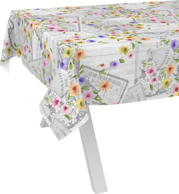Produktbild von Tischdecke Vintage Postkarte Grau 220x140cm Schnittkante Wachstuch abwaschbar