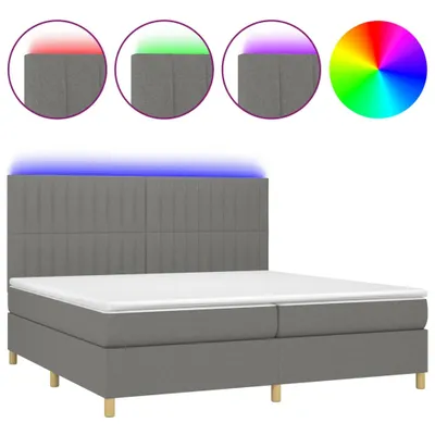 Produktbild von Boxspringbett mit Matratze & LED Dunkelgrau 200x200 cm Stoff