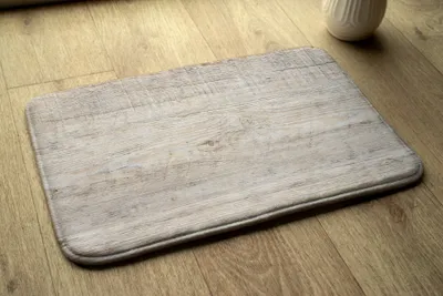 Produktbild von Badteppich Saugfähige - Badezimmer Teppich - Rutschfester Badvorleger Badematte - 90x60 cm - Holztafeln