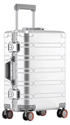 Image de Valise cabine, bagage à main - Trolley de 50 cm - Coque rigide en aluminium-magnésium - 4 roulettes multidirectionnelles - Avec cadenas - Argent