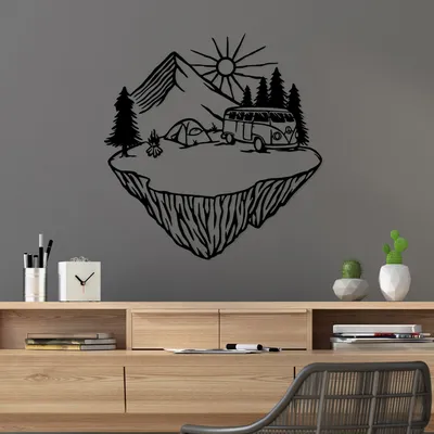 Produktbild von Wallity, Landscape- SKL2582, Schwarz, Sonstige Wohndekorationen, 67 x 70 cm, 100% Metall (Dicke: 1