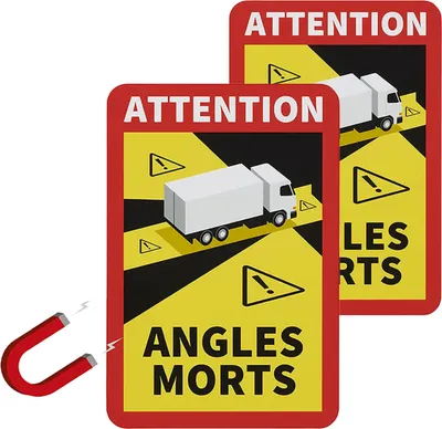Produktbild von 2x Magnetschild Toter Winkel / Angles Morts Warnung Hinweisschild Wohnmobil LKW