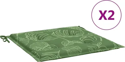 Obrázek produktu pro vidaXL Polštář na sedadlo 2 ks. Látka se vzorem listů 50x50x4 cm