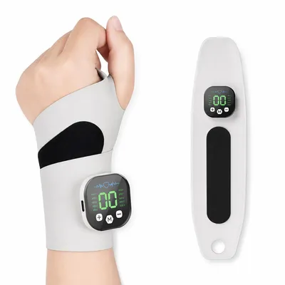 Produktbild von EMS Handmassagegerät elektrisch mit 6 Modi, Handgelenk Muskelstimulator mit Wärme & Vibration, USB Akku, zur Entspannung von Hand & Unterarm