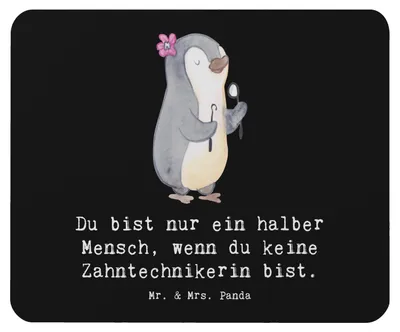 Produktbild von Mr. & Mrs. Panda Mouse Pad Zahntechnikerin Herz - Schwarz - Geschenk, mousematte, Mauspad, computer, laptop, Mousepad