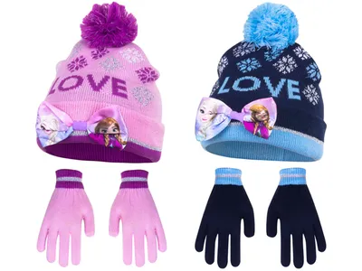 Zdjęcie produktu dla Niebieska czapka i rękawiczki Frozen II Love - rozmiar 52