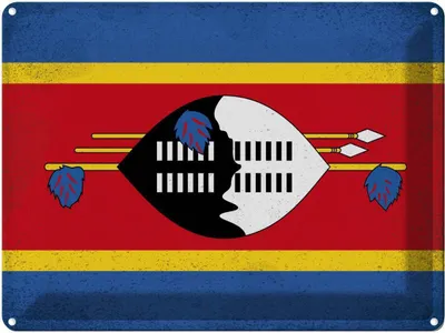 Produktbild von vianmo Blechschild 30x40 cm Swasiland Eswatini Flagge Fahne Wappen