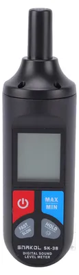 Produktbild von Digitales Schallpegelmessgerät mit hintergrundbeleuchtetem Display, Geräuschmessgerät, Messbereich 30 dB–130 dB, Datenhaltefunktion, windgeschützte Abdeckung, für den Heimgebrauch