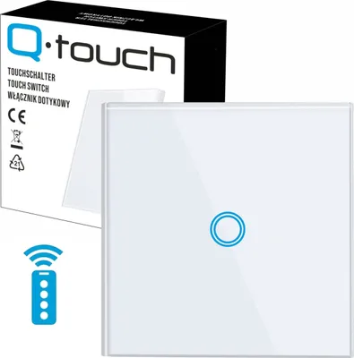 Produktbild von Glas Touch Lichtschalter Wandschalter 1-Fach Schalter LED weiß mit Fernbedienungsfunktion