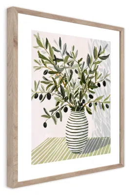 Zdjęcie produktu dla STYLER Obraz plakat 40x50 cm w ramie MDF botaniczny motyw oliwek dekoracja ścienna do salonu kuchni biura Poster OLIVE BUNCH