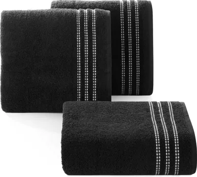 Zdjęcie produktu dla Ręcznik SEBA 50x90 cm czarny bordiura pasy bawełna 480 g/m²