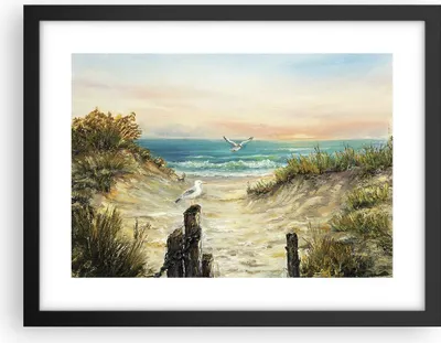 Produktbild von Gerahmtes Poster - Schwarzer Rahmen - Impressionismus Möwen Küste - 40x30 cm - Wand Bild - Wanddeko - Wandbilder - Kunstposter - Wandposter - Bilderrahmen - Bilder - Kunstdruck - P2BAA40x30-4602