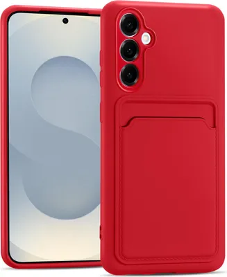 Image de Étui pour téléphone portable Samsung Galaxy S25 FE Étui de protection en silicone avec compartiment pour cartes Étui portefeuille fin, rouge