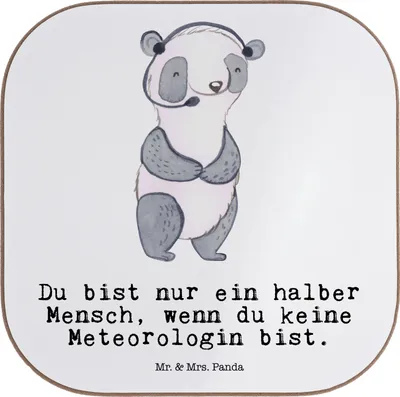 Produktbild von Mr. & Mrs. Panda Untersetzer Tasse Meteorologin Herz - Weiß - Geschenk, gläseruntersetzer, Tassenuntersetzer, Coaster, Holzuntersetzer, für Gläser, Tischschoner