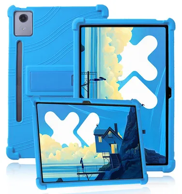 Produktbild von Tablet Hülle für Lenovo Tab P12 12,7" 2023, Stoßfeste Weiches Silikon Schutzhülle mit Standfunktion Hellblau