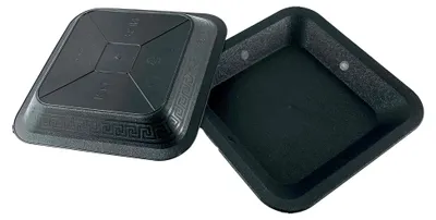 Produktbild von 10 x Untersetzer viereckig schwarz für Pflanztöpfe 21 x 21 cm mit Muster für Innen- und Außen