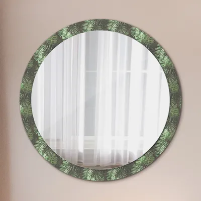 Produktbild von Ø100cm Modern Spiegel - Wandspiegel Wandmontage- Schlafzimmer - tropisch Blätter