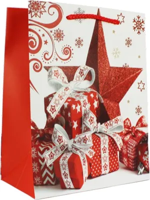 Produktbild von Weihnachtliche Geschenktasche 44x31x12 cm, Rot-Weiß