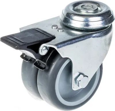 Produktbild von 75mm 3" Zwillingsrolle grau Gummi drehbar mit Bremse 100kg Kapazität
