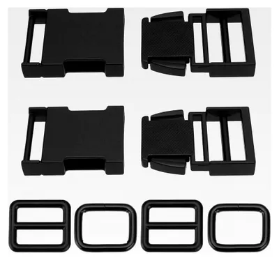 Produktbild von 2er Set seitliche Metallschnallen 53 x 29 mm verstellbarer Schnellverschluss-Clip für Rucksäcke, Gürtel, Halsketten, Armbänder, Paracords (schwarz)