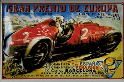Produktbild von Blechschild Gran Premio Autorennen Barcelona Schild Nostalgieschild