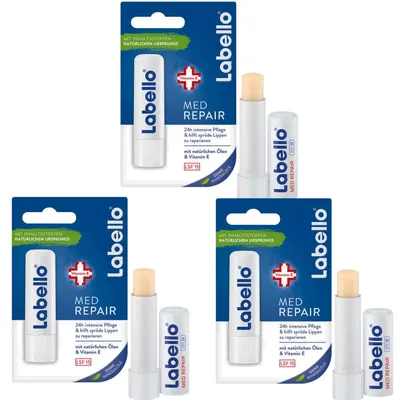 Obrázek produktu pro Labello Med Repair balzám na popraskané rty 4,8 g balení po 3 kusech