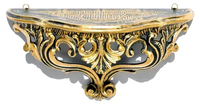 Produktbild von Wandkonsole im venezianischen Barock-Stil, Vintage, Shabby Chic, 38,5 x 20 x 15,5 cm (Schwarz/Gold)