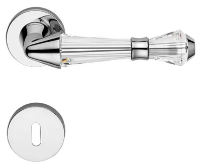Produktbild von Casa Padrino Luxus Türklinken Set Silber 15,8 x H. 5,2 cm - Verchromte Messing Türgriffe mit Swarovski Kristallglas