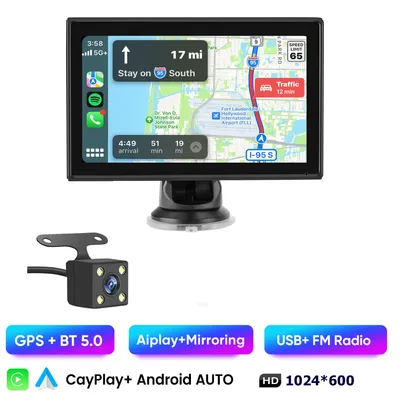 Obrázok produktu pre HEXINEX Bezdrôtový displej do auta s cúvacou kamerou Kompatibilný so smartfónmi Android Auto 7 palcov