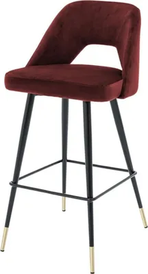 Produktbild von Casa Padrino Luxus Barstuhl Bordeauxrot / Schwarz 50 x 50 x H. 100 cm - Luxus Barhocker mit Rückenlehne