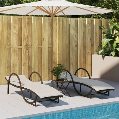 Produktbild von "2026 Promotion" Sonnenliegen 2 Stk. - Hohe Qualität - mit Auflagen Braun Poly Rattan - Gartenliegen CC13529