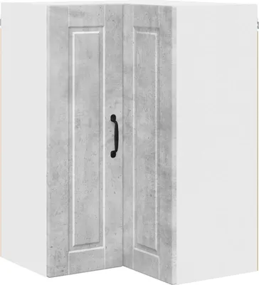 Image de Armoire d'angle murale vidaXL PORTO, gris béton, 57 x 57 x 80 cm, aggloméré