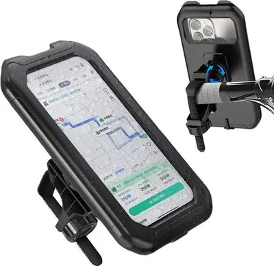 Produktbild von Wasserdichte Halterung für Handys am Motorrad, universelle 360° drehbare Fahrrad-Telefonhalterung, kompatibel mit Touchscreen-Funktionen